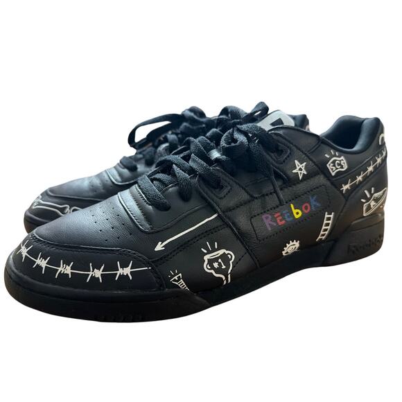 Reebok Men's Trouble Andrew x Reebok Workout Plus Black Multi Size 11 - Picture 1 of 13